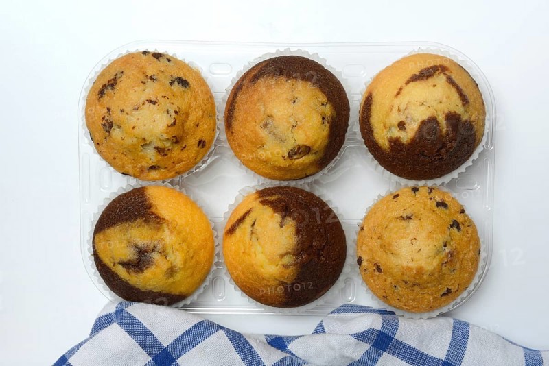 Chocolate muffins, chocolate muffins in packaging