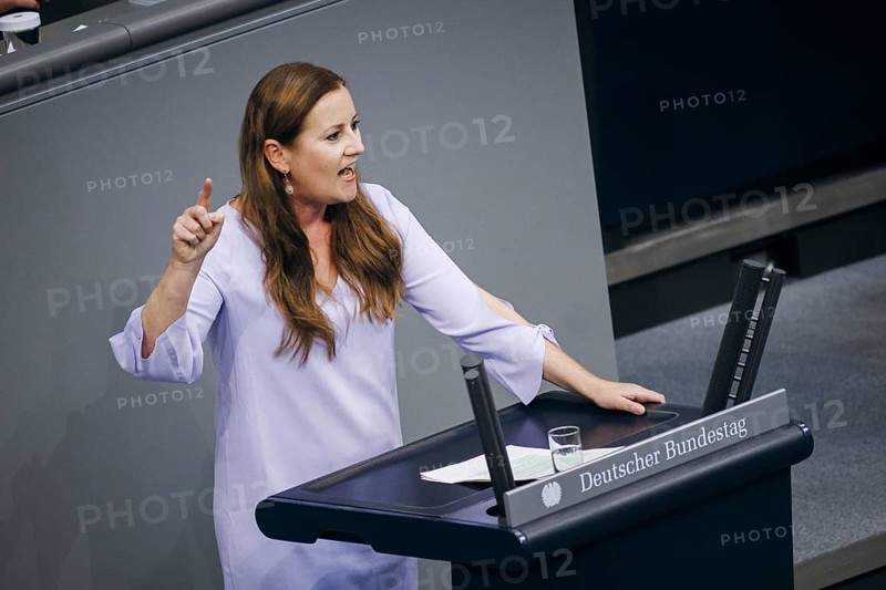 Janine Wissler, Die Linke, recorded during a speech on the topic of internal security in the German Bundestag in Berlin, 12/09/2024