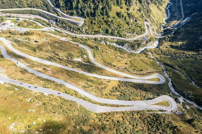 Grimsel mountain pass, southern slopes at village Gletsch, Rhone valley, Switzerland, Europe