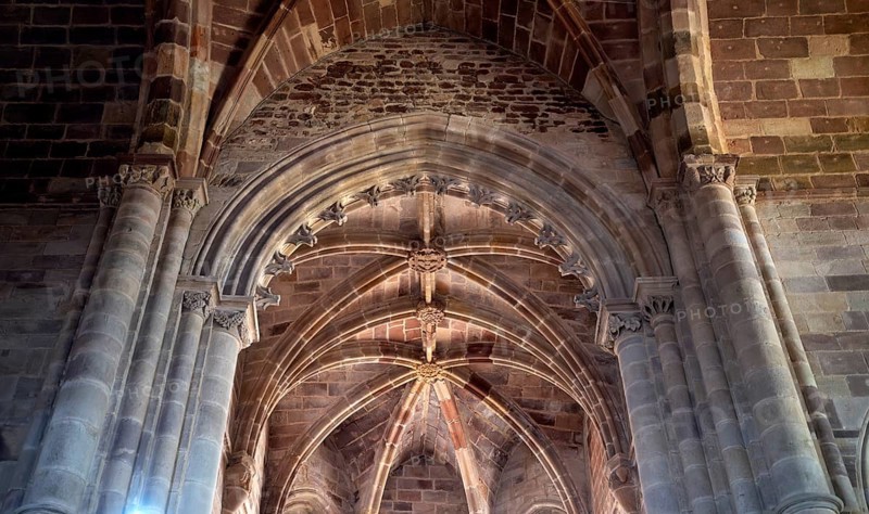 Interior view of the cathedral, Sé Catedral de Silves, ribbed vault in the choir area, Silves, Algarve, Portugal, Europe