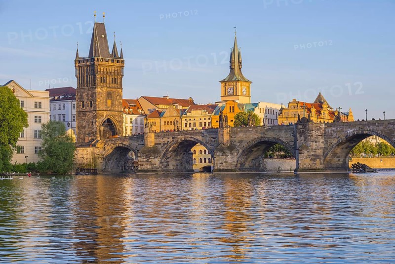 Vltava and Charles Bridge, Old Town Bridge Tower, Water Tower of the Old Mill, Prague, Bohemia, Czech Republic, Europe