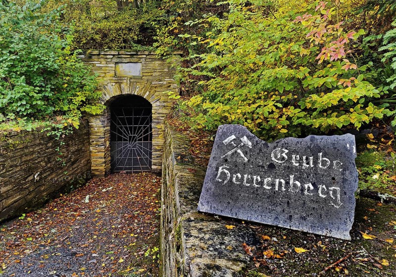 Herrenberg mine, tunnel mouth to the slate mine, Bundenbach, Birkenfeld district, Hunsrück, Rhineland-Palatinate, Germany, Europe