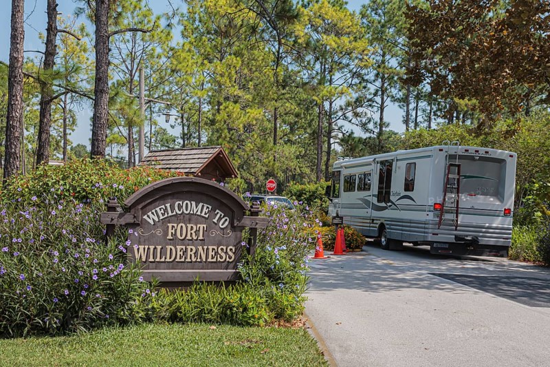 Sign indicating entrance to Fort Wilderness Resort at Walt Disney World, Florida, USA, North America