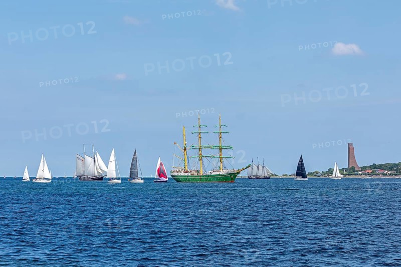 Sailing ship Alexander von Humboldt II, sailing boats, naval memorial, Laboe, Kieler Woche, Kiel Fjord, Kiel, Schleswig-Holstein, Germany, Europe