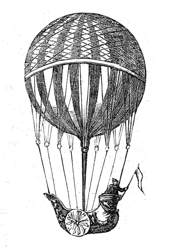Balloon of Testu-Brissy, Pierre Testu-Brissy, 1770, 1829, was a pioneer of ballooning, France, Historical, digital reproduction of an original from the 19th century, Europe