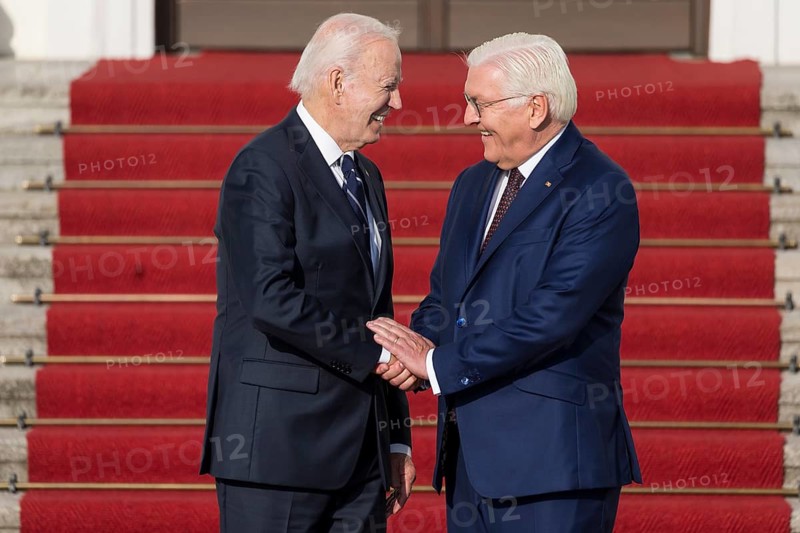 Joe Biden (46th President of the United States) is received by Frank-Walter Steinmeier (President of the Federal Republic of Germany) at Bellevue Palace, Berlin, 18 October 2024