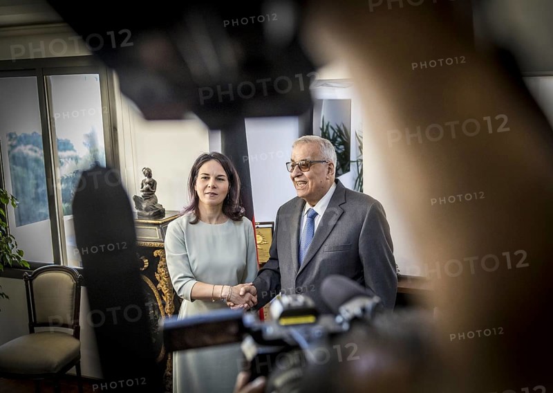 Annalena Bärbock (Alliance 90/The Greens), Federal Foreign Minister, pictured during her trip to Lebanon. Here she meets the Lebanese Republic's Minister of Foreign Affairs, Abdallah Bou Habib, in Beirut.