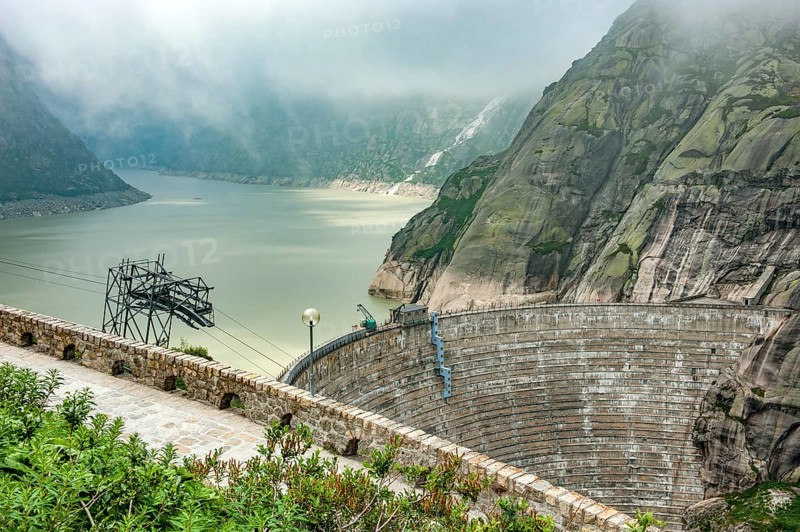 Dam wall of Grimselsee reservoir in the Bernese Oberland Grimselsausee, Guttanen, Canton of Bern, Switzerland, Europe