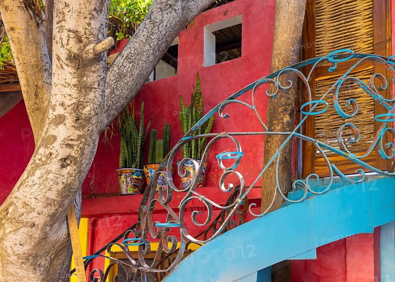 Scenic colonial streets and architecture of Cabo San Lucas in historic city center close to Marina and public beaches