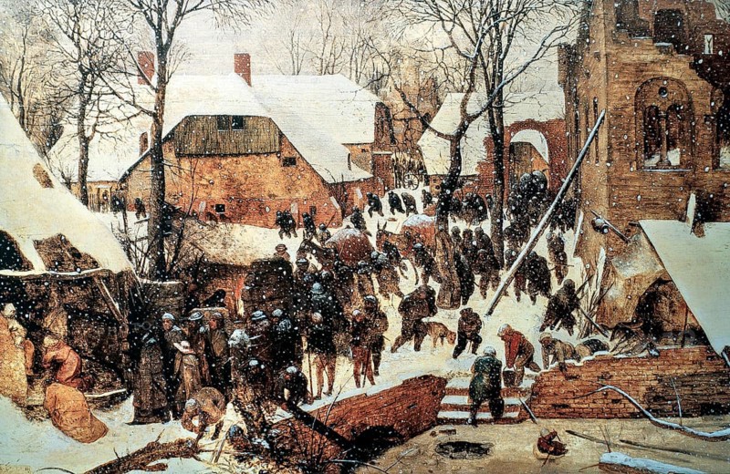 1563 Adoration of the Magi in a Winter Landscape, Adoration of the Magi in the Snow, painting by painter Pieter Bruegel the Elder