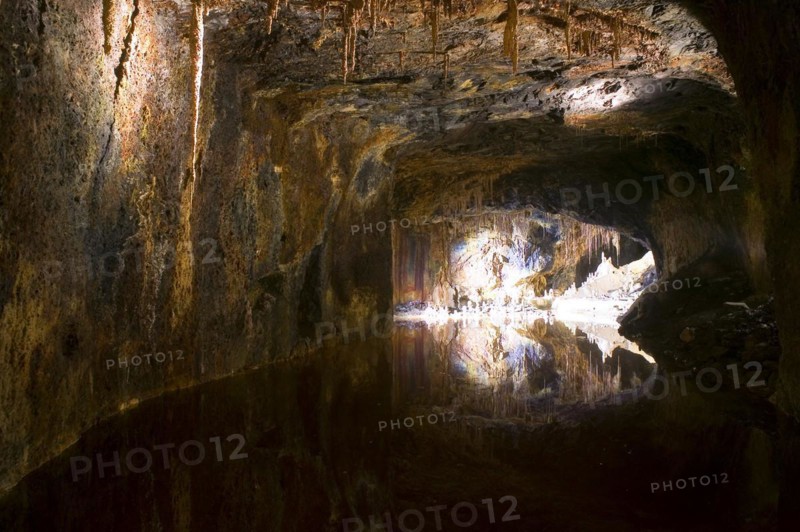 The Fairy Caves are a show mine created from a disused mine in Saalfeld, Thuringia, on the edge of the Thuringian Slate Mountains. It was opened in 1914. The fairy grottoes are particularly famous for their colourful stalactites, Saalfeld, Thuringia, Germany, Europe