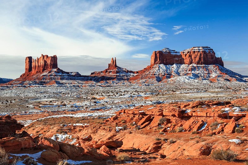 Monument Valley in Winter, Table Mountains and Monolites, Utah, USA, North America