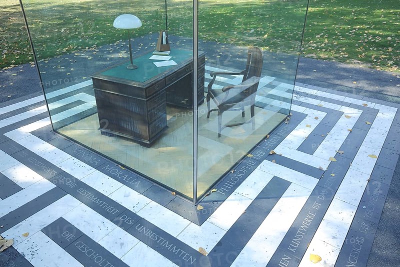 Sculpture Adorno Monument by Vadim Zakharov 2010, University Campus Westend, Main, Frankfurt, Hesse, Germany, Europe