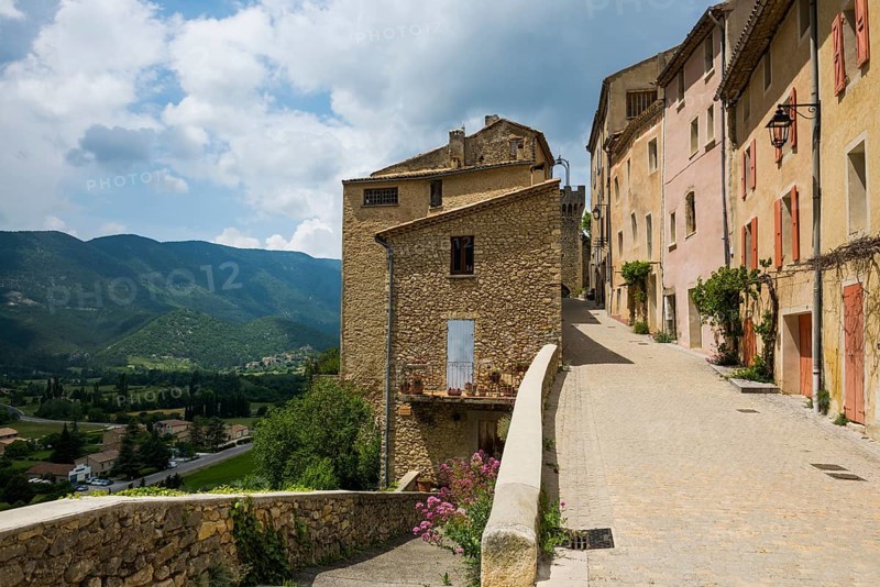 Medieval village in the mountains, Montbrun-les-Bains, Département Drôme, Provence, Auvergne-Rhône-Alpes, France, Europe