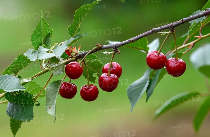 Cherries on a cherry tree, Mösbach, Black Forest, Ortenau district, Baden-Württemberg, Germany, Europe