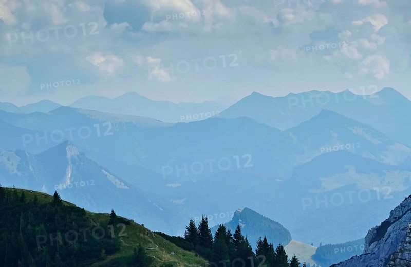 View from the Wendelstein into the surroundings, August, Bavaria, Germany, Europe