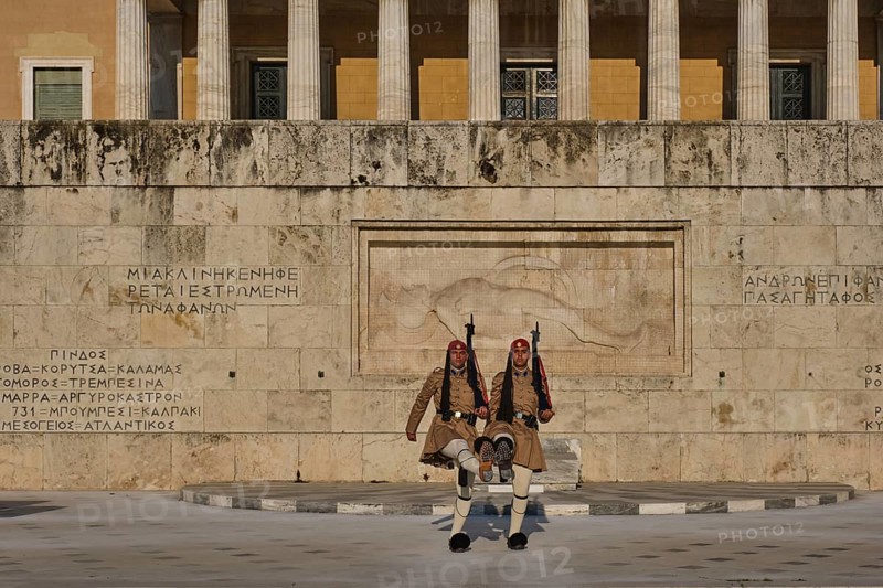 ATHENS, GREECE, MAY 20, 2010: Changing of the presidential guard Evzones in front of the Monument of the Unknown Soldier near Greek Parliament, Syntagma square, Athenes, Greece, Europe