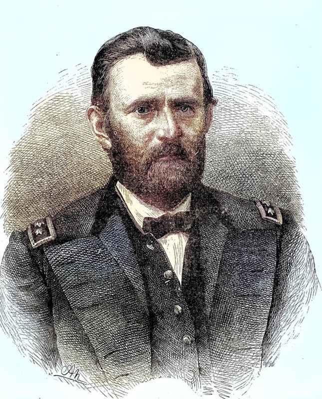 Ulysses S. Grant, 27 April 1822 - 23 July 1885, a US general and politician. He was commander-in-chief of the US Army in the War of Secession and the 18th President of the United States of America from 1869 to 1877, Historic, digitally restored reproduction of an original 19th century artwork, exact original date not known