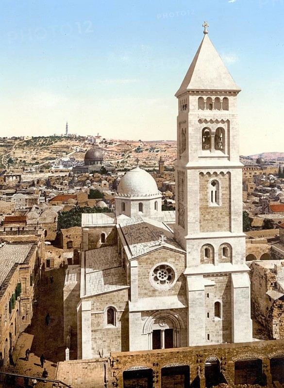 Church of St. Saviour, Jerusalem, Holy Land, Israel, c. 1890, Historic, digitally restored reproduction from a 19th century original, Church of St. Saviour, Holy Land, 1890, Historic, digitally restored reproduction from a 19th century original, Asia