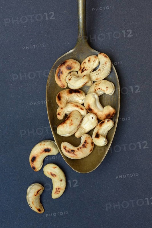 Cashew, roasted cashew nuts in spoon