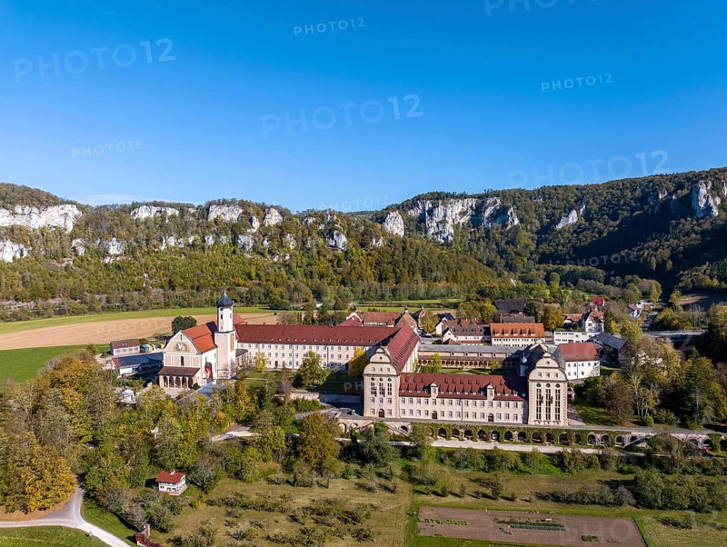 Archabbey of St Martin at Beuron, a Benedictine monastery in Beuron in the Upper Danube Valley, in existence since 1863. 13.10.2023: Beuron, Baden-Württemberg, Germany, Europe (© (c) Arnulf Hettrich Fnoxx, Publication only for a fee, copyright notice and specimen copy. Contact: Arnulf Hettrich, Bildagentur Fnoxx, Zeppelinstrasse 7, 70193 S t u t t g a r t, D e u t s c h l a n d, phone +49 173 3189170 and +49 711 291260, hettrich@fnoxx.de, bank details: IBAN: DE08 7603 0080 0240 3792 47, BIC: CSDBDE, Europe