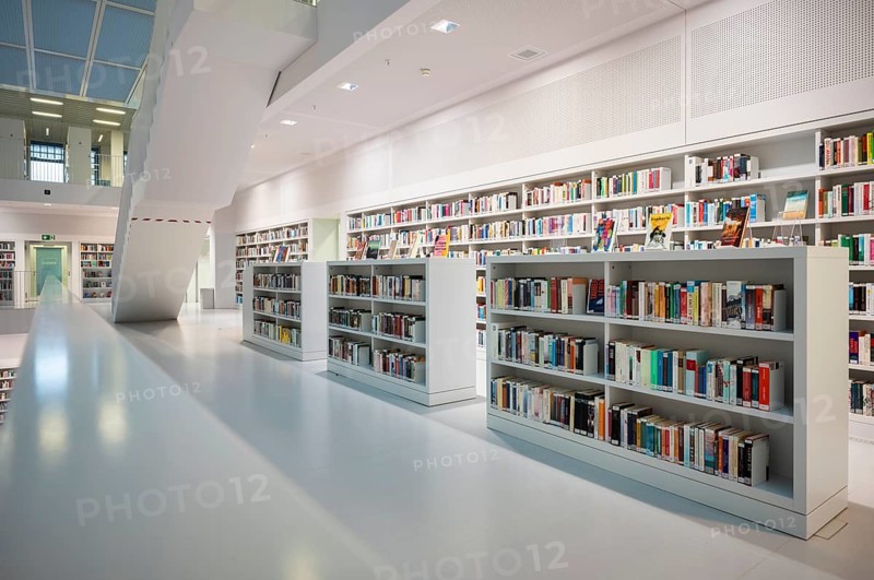 Interior photograph, bookshelf, books, city library, architect Eun Young Yi, Stuttgart, Baden-Württemberg, Germany, Europe