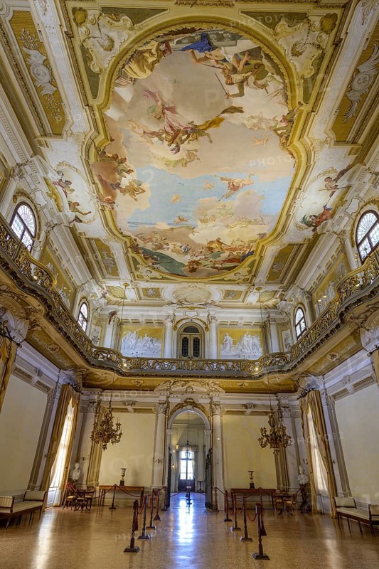 Ballroom with fresco by Giovanni Battista Tiepoloin the Villa Pisani, Stra, Province of Venice, Italy, Europe