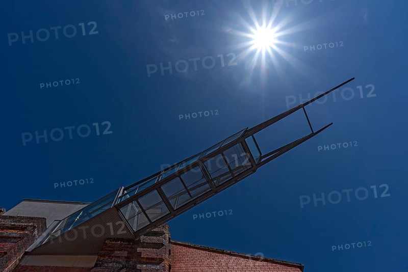 Part of the modern conversion of the former National Socialist Congress Hall into a documentation centre, with sun star, Nuremberg, Middle Franconia, Bavaria, Germany, Europe