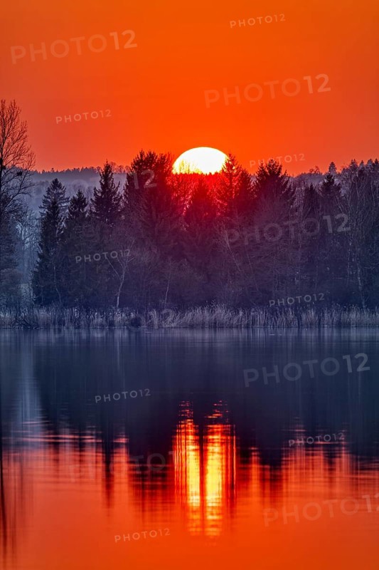 Sunset, Waginger See, Bavaria, Germany, Europe