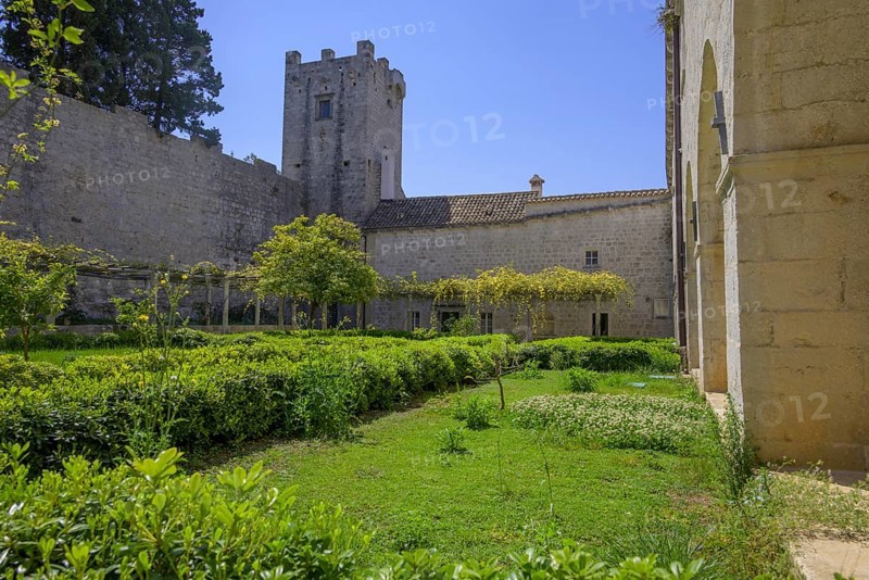 Inner courtyard of the Benedictine Abbey, Mljet Island, Dubrovnik-Neretva County, Croatia, Europe