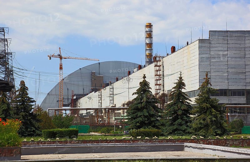 Exclusion zone, in the uninhabitable 30-kilometre zone around the Chernobyl power plant and the workers' settlement of Pripyat, the accident reactor and the protective shell, Ukraine, Europe