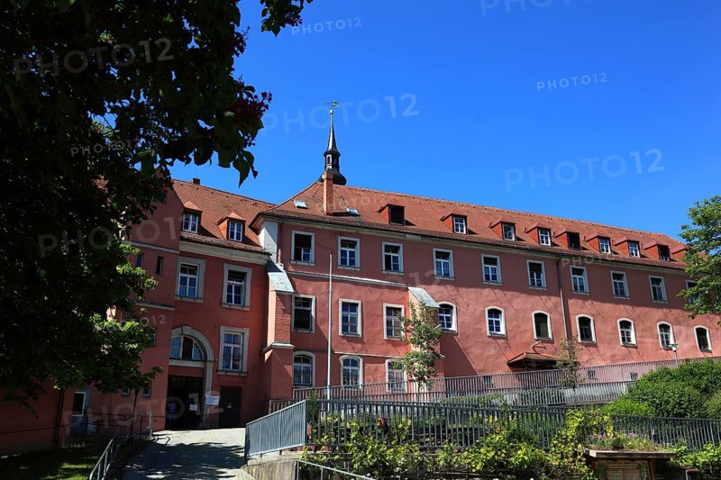 Himmelkron Abbey was a Cistercian abbey from the 13th to the 16th century in Himmelkron, herb garden in the inner courtyard, Kulmbach district, Upper Franconia, Bavaria, Germany, Europe