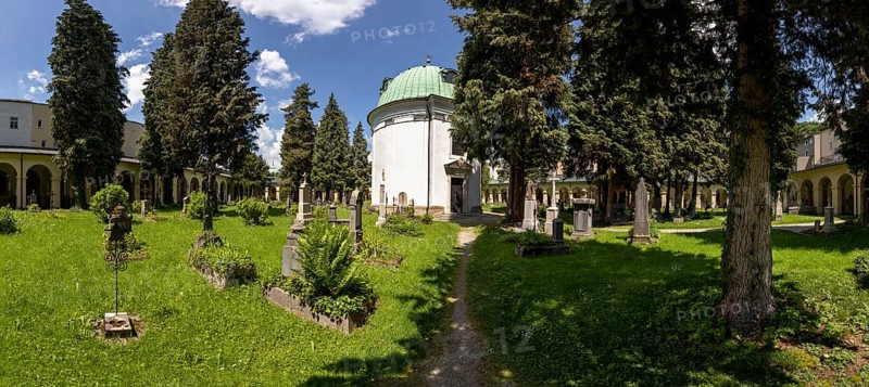Burial Ground and Arcades with Gabriel Chapel, Mausoleum for Prince Archbishop Wolf Dietrich, Sebastian Cemetery, Church of Saint Sebastian, Salzburg, Austria, Europe