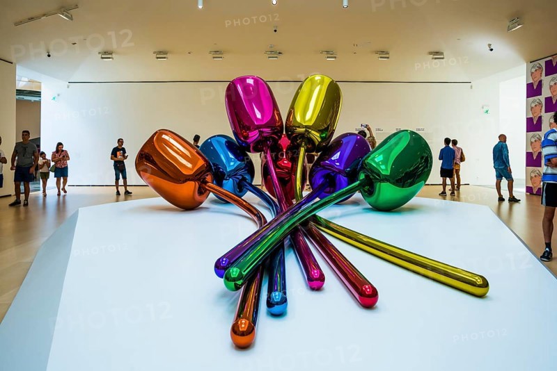 Guggenheim Museum, architect Frank Gehry, interior view, artist Jeff Koons, Bilbao, Basque Country, Spain, Europe