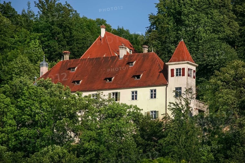 Klingenstein Castle, historic building, architecture, trees, lush greenery, peaceful, idyllic landscape, small castle in the Blautal valley, Blaustein, Baden-Württemberg, Germany, Europe