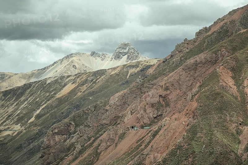 View from the Ticlio Pass in west direction, route of the train line from Lima to La Oroya, Alto de Ticlio, Peru, South America