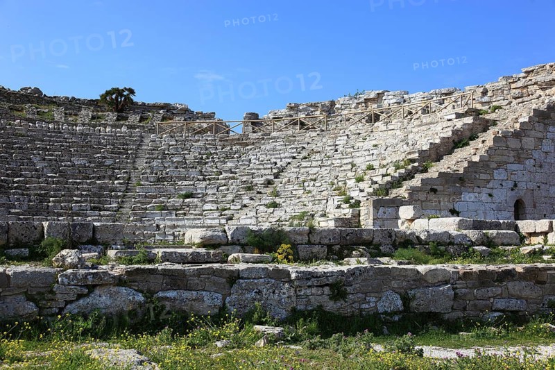 The Greek theatre in the former ancient city of Segesta, the province of Trapani, Sicily, Italy, Europe
