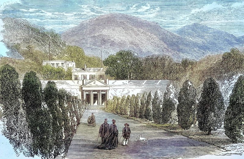 Villa San Martino, from May 1814 to February 1815 one of Napoleon Bonaparte's two government residences in the municipality of Portoferraio, 1869, Elba, Italy, Historic, digitally restored reproduction of an original 19th century painting, exact original date unknown, Europe