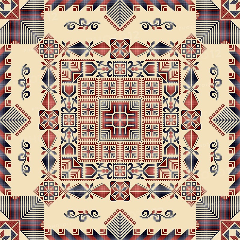 Embroidery Tatreez pattern, Palestinian fashion vector ornament