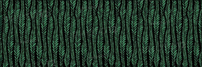 Seamless green seaweeds pattern. Underwater algae vector template