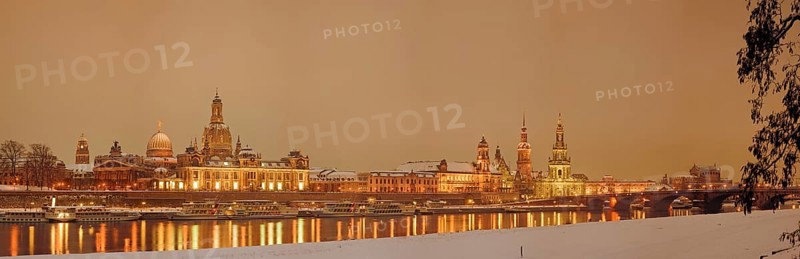 Dresden silhouette in winter