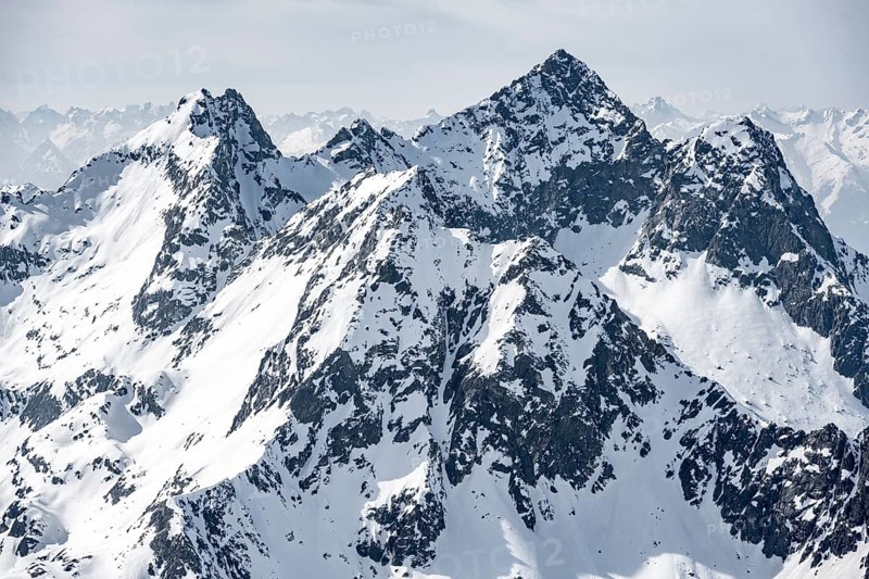 Peaks and mountains in winter, Sellraintal, Stubai Alps, Kühtai, Tyrol, Austria, Europe