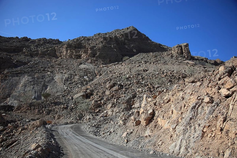 Landscape in the Jebel Harim area, in the Omani enclave of Musandam, Oman, Asia