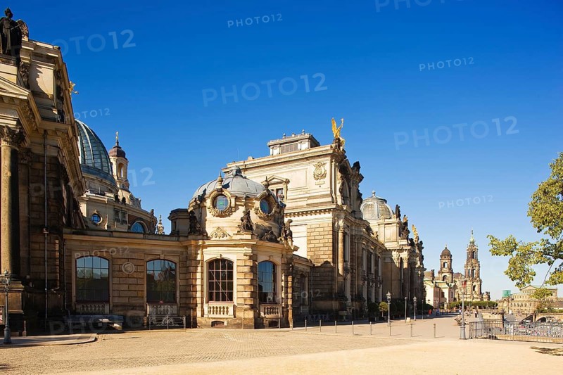 Building of the Saxon Art Association and the Academy of Fine Arts. Brühl's Terrace is an architectural ensemble and a tourist attraction in Dresden. The outdoor area stretches along the River Elbe on the Old Town side of Dresden and is also known as the Balcony of Europe