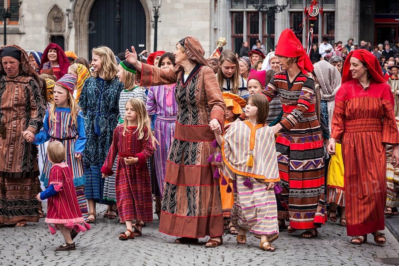 BRUGES, BELGIUM, MAY 17: Annual Procession of the Holy Blood on Ascension Day. Locals perform an historical reenactment and dramatizations of Biblical events. May 17, 2012 in Bruges (Brugge), Belgium, Europe