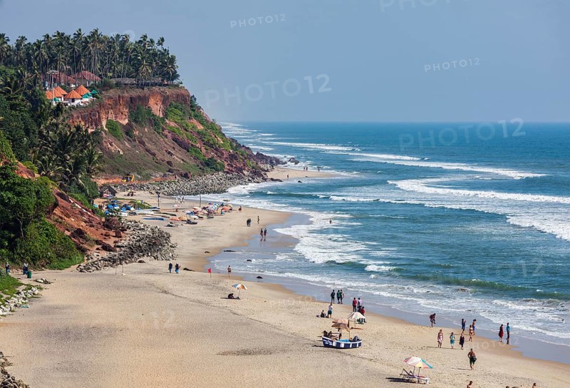 VARKALA, INDIA, FEBRUARY 22, 2013: One of India finest beaches, Varkala beach, Kerala, India, Asia