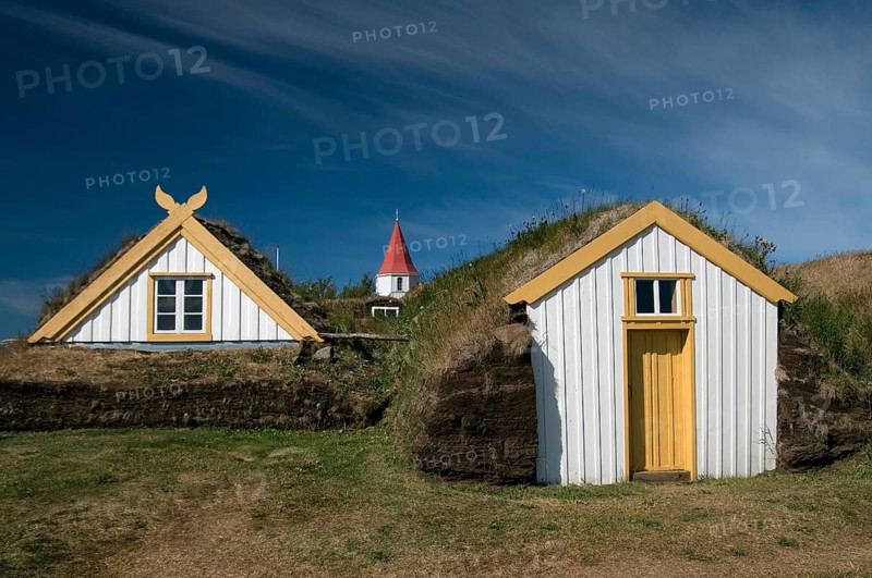Sod houses, Museum, Laufas, Iceland, Europe