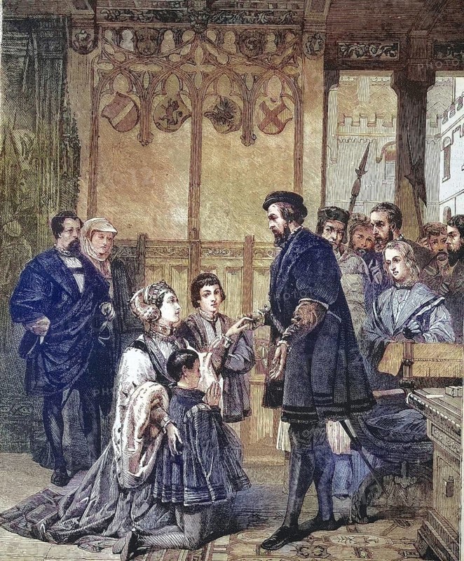 Ferdinand I (10 March 1503) (25 July 1564), dynasty of the Habsburgs was Holy Roman Emperor from 1558 to 1564, Philippa Welseren begs pardon, Historical, digitally restored reproduction of a 19th century original, exact original date not known