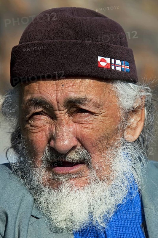 Portrait of elderly Inuit man from Uummannaq, North-Greenland, Greenland, North America