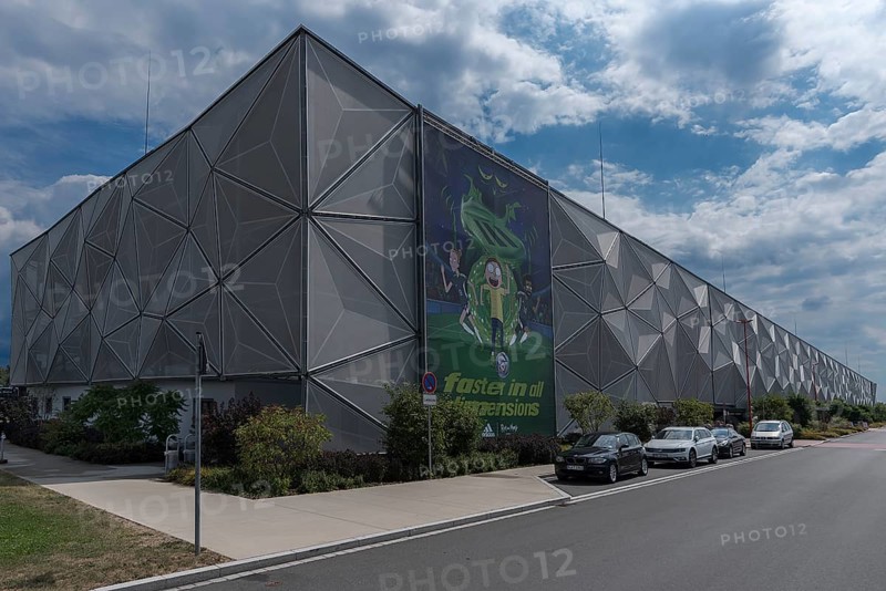Modern multi-storey car park of the Adidas company, Herzogenaurach, Middle Franconia, Bavaria, Germany, Europe